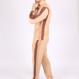 Polar Beige Straight Leg Jogger In Retro Sports Stripe
