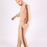 Polar Beige Straight Leg Jogger In Retro Sports Stripe