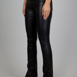 Fae Black Faux Leather Slit Trousers