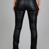 Fae Black Faux Leather Slit Trousers
