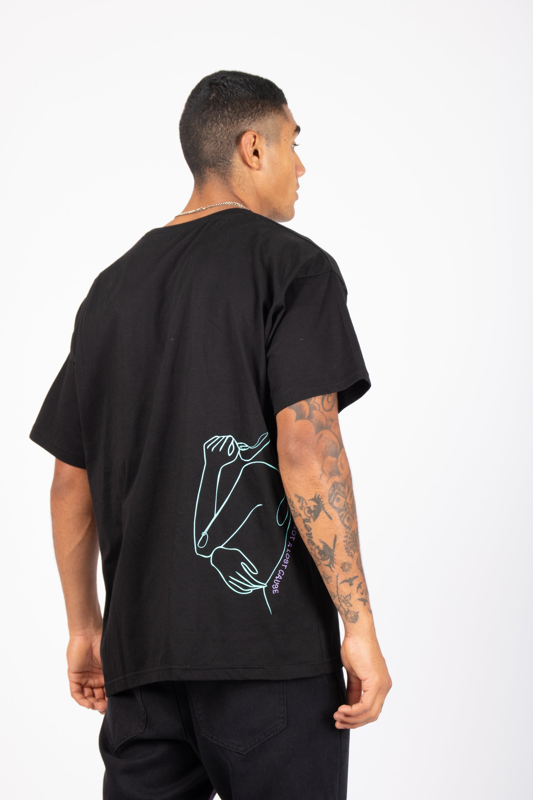 Distorted Faces Oversized Black T-Shirt