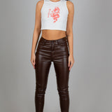 Fae Faux Brown Leather Skinny Trousers