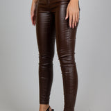 Fae Faux Brown Leather Skinny Trousers
