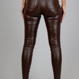 Fae Faux Brown Leather Skinny Trousers