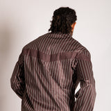 Boxy Pinstripe Windbreaker in Chocolate Brown