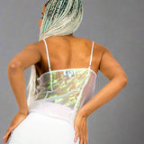 Luxe Iridescent Organza Tie Front Cami Top