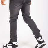 Logan Washed Charcoal Skinny Fit Jeans with Rips
