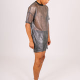 Oversized Metallic Mesh T-Shirt