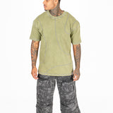 Washed Khaki Relaxed Raw Edge T-Shirt