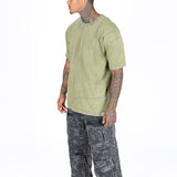 Washed Khaki Relaxed Raw Edge T-Shirt