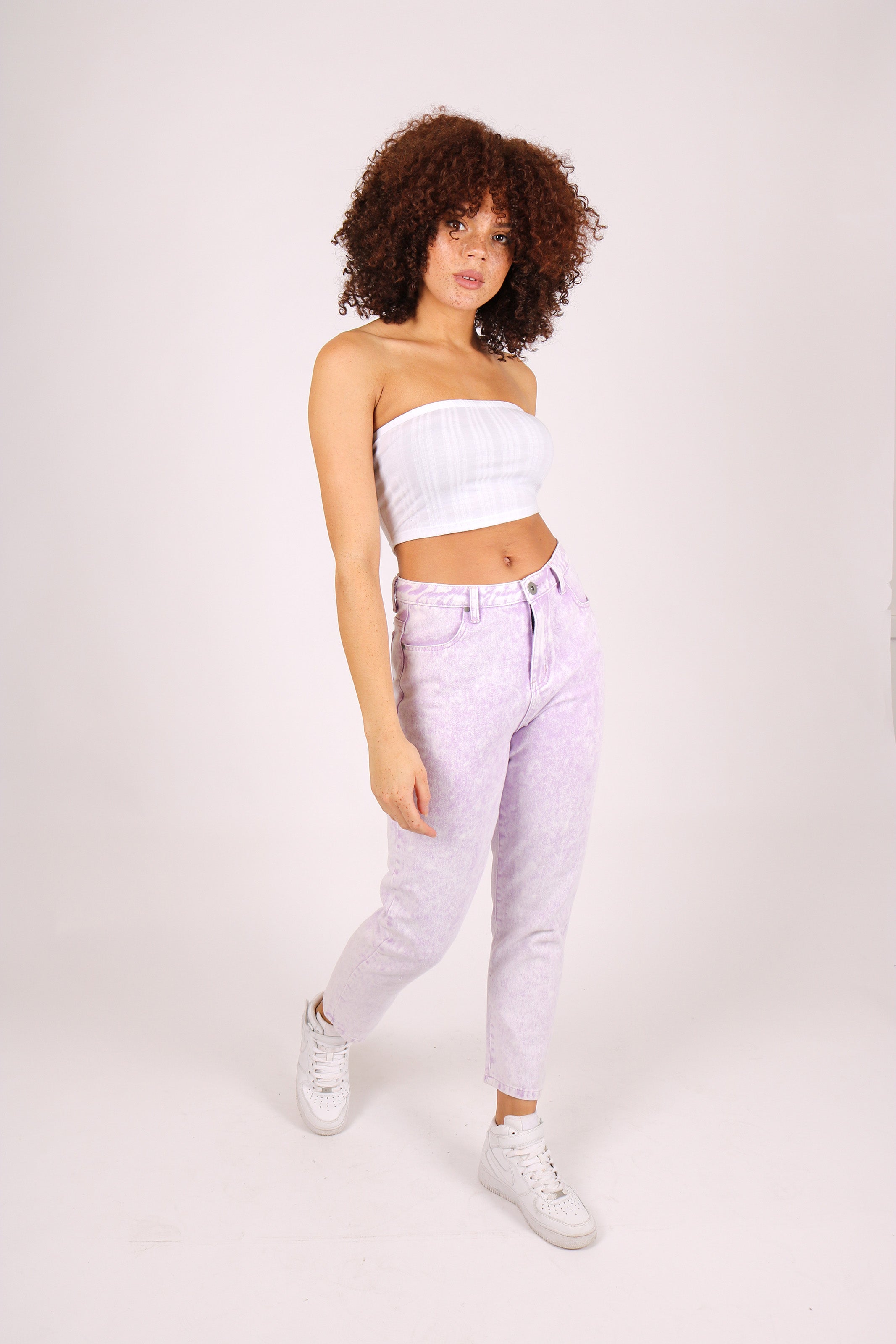 Outta Limits High Rise Mom Jean In Lilac Acid Wash
