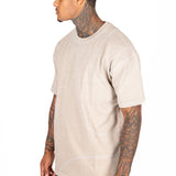 Washed Beige Relaxed Fit Raw Edge T-shirt