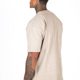 Washed Beige Relaxed Fit Raw Edge T-shirt