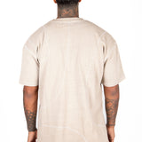 Washed Beige Relaxed Fit Raw Edge T-shirt