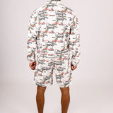 Graffiti Printed White Denim Shorts