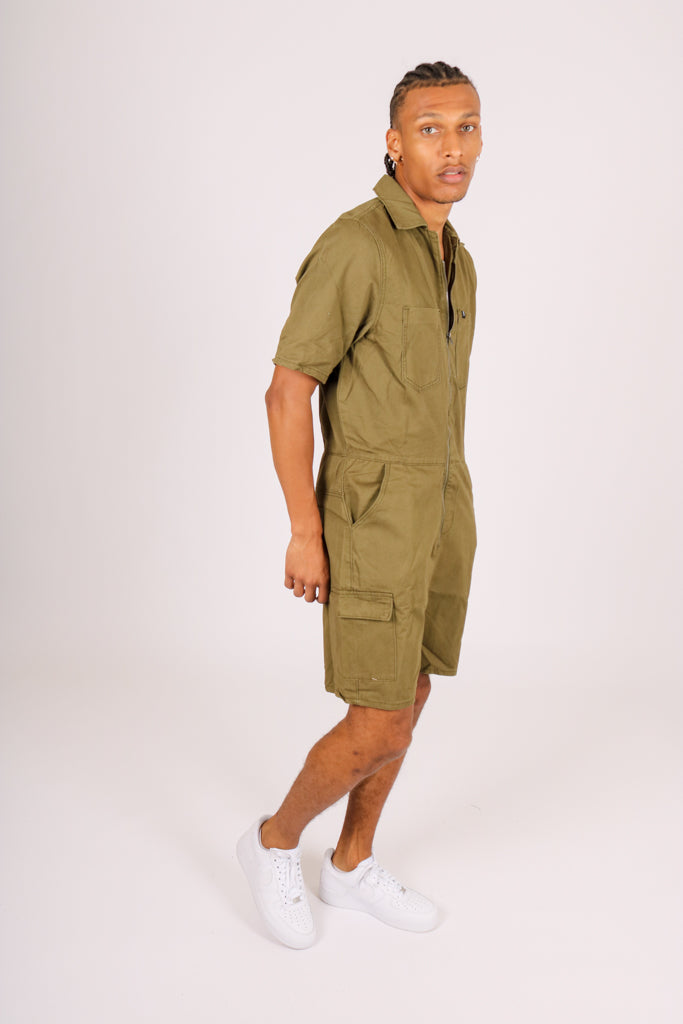 All In One Khaki Denim Jumpsuit
