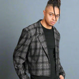 For That Thing You Have To Go To 'Dark Grey Check Cropped Blazer'