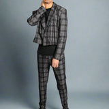 For That Thing You Have To Go To 'Dark Grey Check Cropped Blazer'