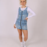 Ditsy Daisy Embroidered Denim Dress
