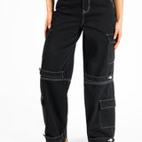 Bandeau Black Denim Contrast Stitch Jumpsuit