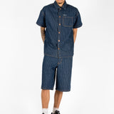 Indigo Pinstripe Varsity Denim Shirt