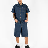 Indigo Pinstripe Varsity Jorts