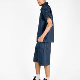Indigo Pinstripe Varsity Denim Shirt