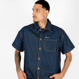 Indigo Pinstripe Varsity Denim Shirt