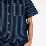 Indigo Pinstripe Varsity Denim Shirt