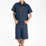 Indigo Pinstripe Varsity Denim Shirt