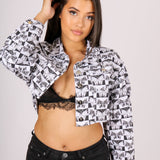 Butterfly Monogram Cropped Denim Jacket