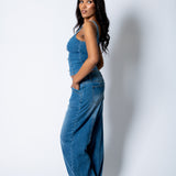 NOVA – True Blue Denim Corset with Buckle Detail