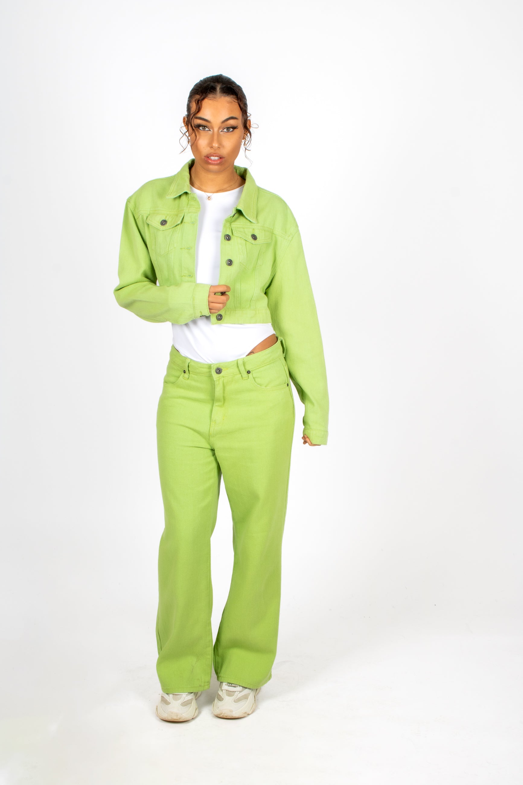 FAE Lime Green Low-Rise Slouchy Jeans