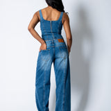 NOVA – True Blue Denim Corset with Buckle Detail