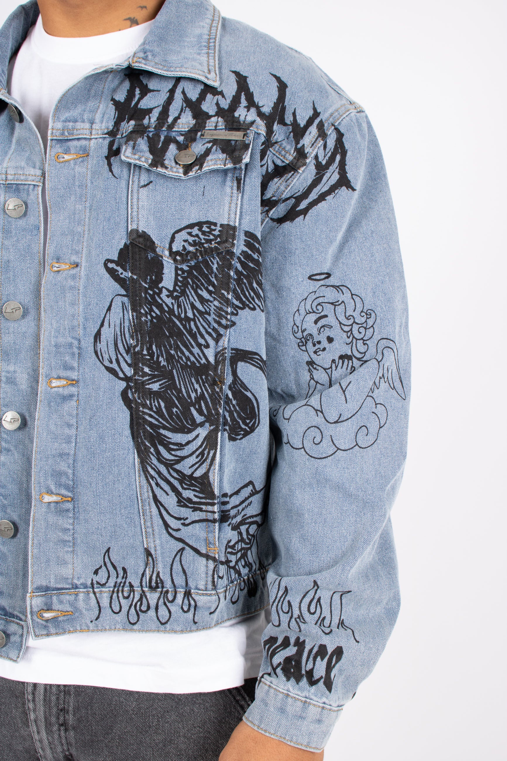only-the-blessed-printed-denim-jacket