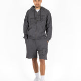 Washed Grey Appliqué & Stud Detail Shorts