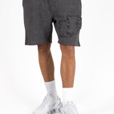 Washed Grey Appliqué & Stud Detail Shorts