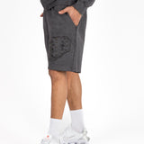 Washed Grey Appliqué & Stud Detail Shorts