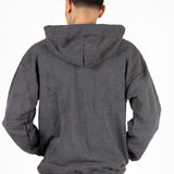 Oversized Washed Grey Appliqué & Stud Detail Hoodie