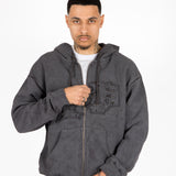 Oversized Washed Grey Appliqué & Stud Detail Hoodie