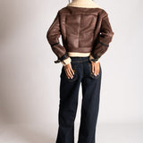 Funnel Neck Aviator Jacket in Brown
