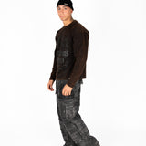 Acid Brown Relaxed Snake Graphic Long Sleeve