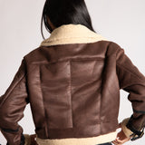 Funnel Neck Aviator Jacket in Brown