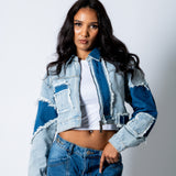 ALEX – Patchwork ’13’ Varsity Denim Boxy Jacket