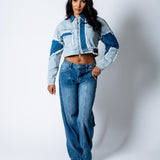 ALEX – Patchwork ’13’ Varsity Denim Boxy Jacket