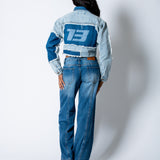 ALEX – Patchwork ’13’ Varsity Denim Boxy Jacket