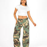 Camo Stud Detail Low Rise Cargos