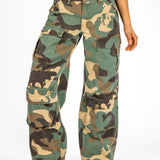 Camo Stud Detail Low Rise Cargos