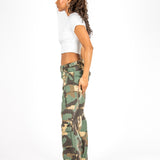 Camo Stud Detail Low Rise Cargos