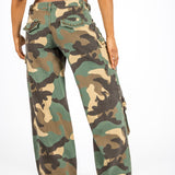 Camo Stud Detail Low Rise Cargos